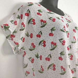 Live‎ 4 Trish Cherry theme sheer top 2X